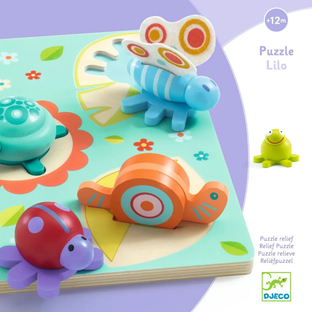 Imagine 1: Puzzle din lemn- piese in relief – Lilo Testoasa