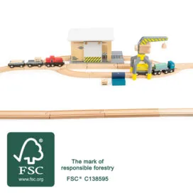 imagine Trenulet de jucarie din lemn - Depozit de marfa - cu accesorii