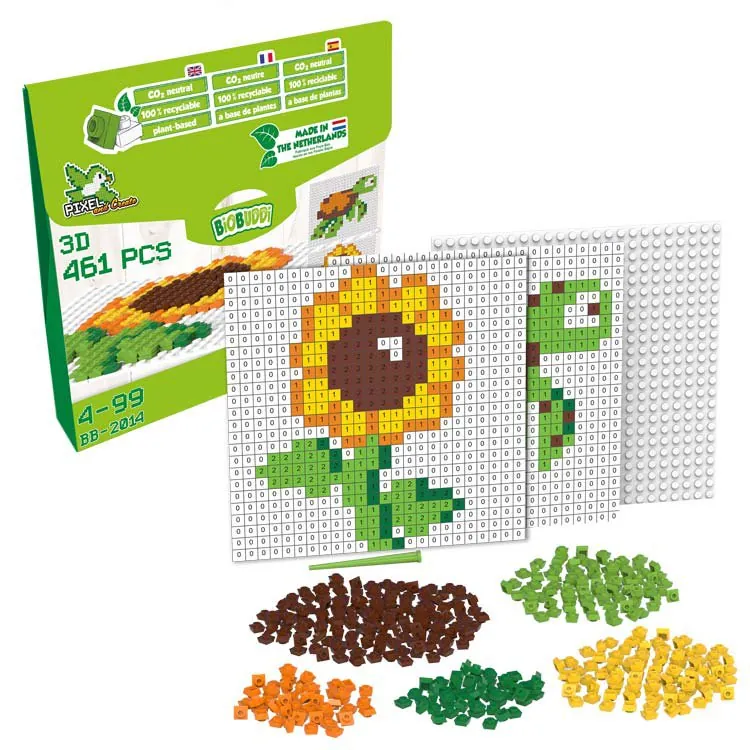imagine Cuburi Pixel din material ecologic - Floare si Testoasa