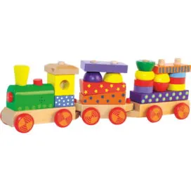 imagine:Trenulet copii din lemn cu lumina si sunet, cuburi de stivuit