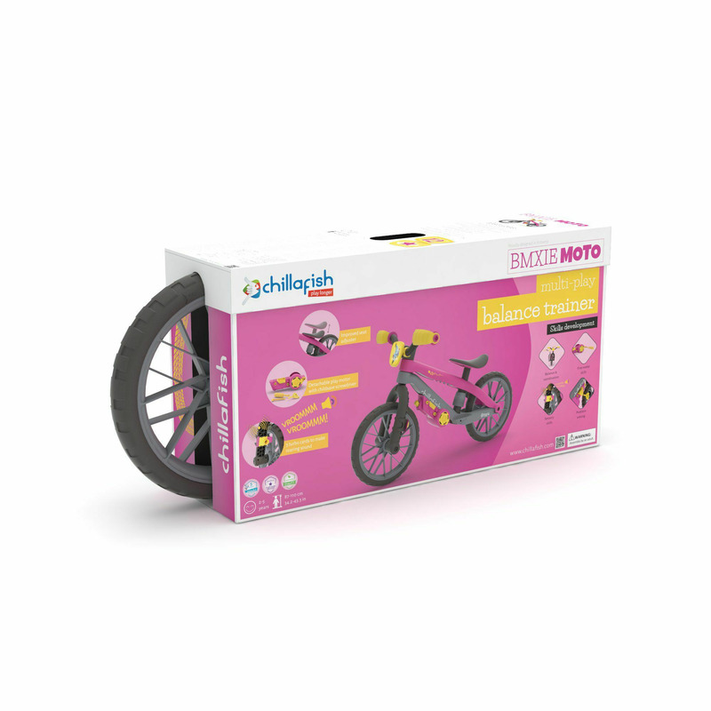 bicicleta de echilibru bmxie moto cu sunete vroom vroom cu suport pentru picioare si frana integrate cu sa reglabila greutatate 3 8 kg 12 inch pentru 2 5 ani chillafish pink 2523119 4