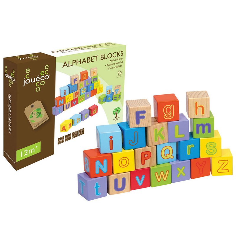 joueco cuburi din lemn alfabetul 30 piese 829589 4