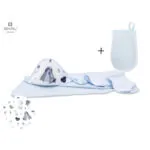 Set prosop cu gluga si manusa de baie bebelusi, Baby Shower Blue