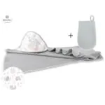 Set prosop cu gluga si manusa de baie bebelusi, Lulu Rose, MimiNu