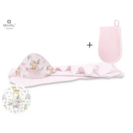 imagine:Set prosop cu gluga si manusa de baie bebelusi, Sweet Deer Pink, MimiNu