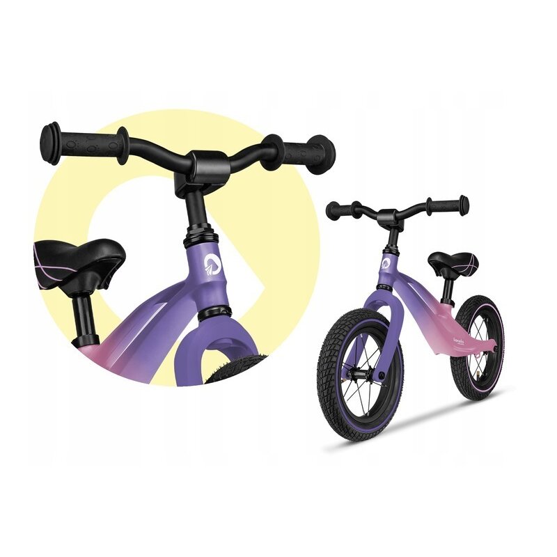 lionelo bicicleta cu roti gonflabile cu cadru din magneziu fara pedale 12 bart air pink violet 2111675 4