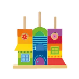Construieste o casa din cuburi vesele colorate