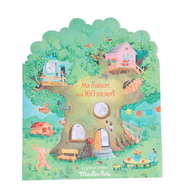 Carte de colorat cu stickere Marea familie Moulin Roty
