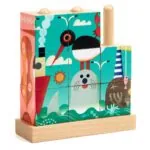 Puzzle din cuburi de lemn Animale marine
