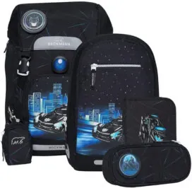 imagine:Ghiozdan, rucsac ergonomic set clasic 7 piese, Night rider, Beckmann