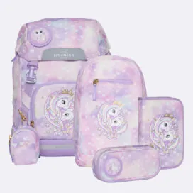 imagine:Ghiozdan, rucsac ergonomic, set clasic 6 piese, Unicorn Princess Purple