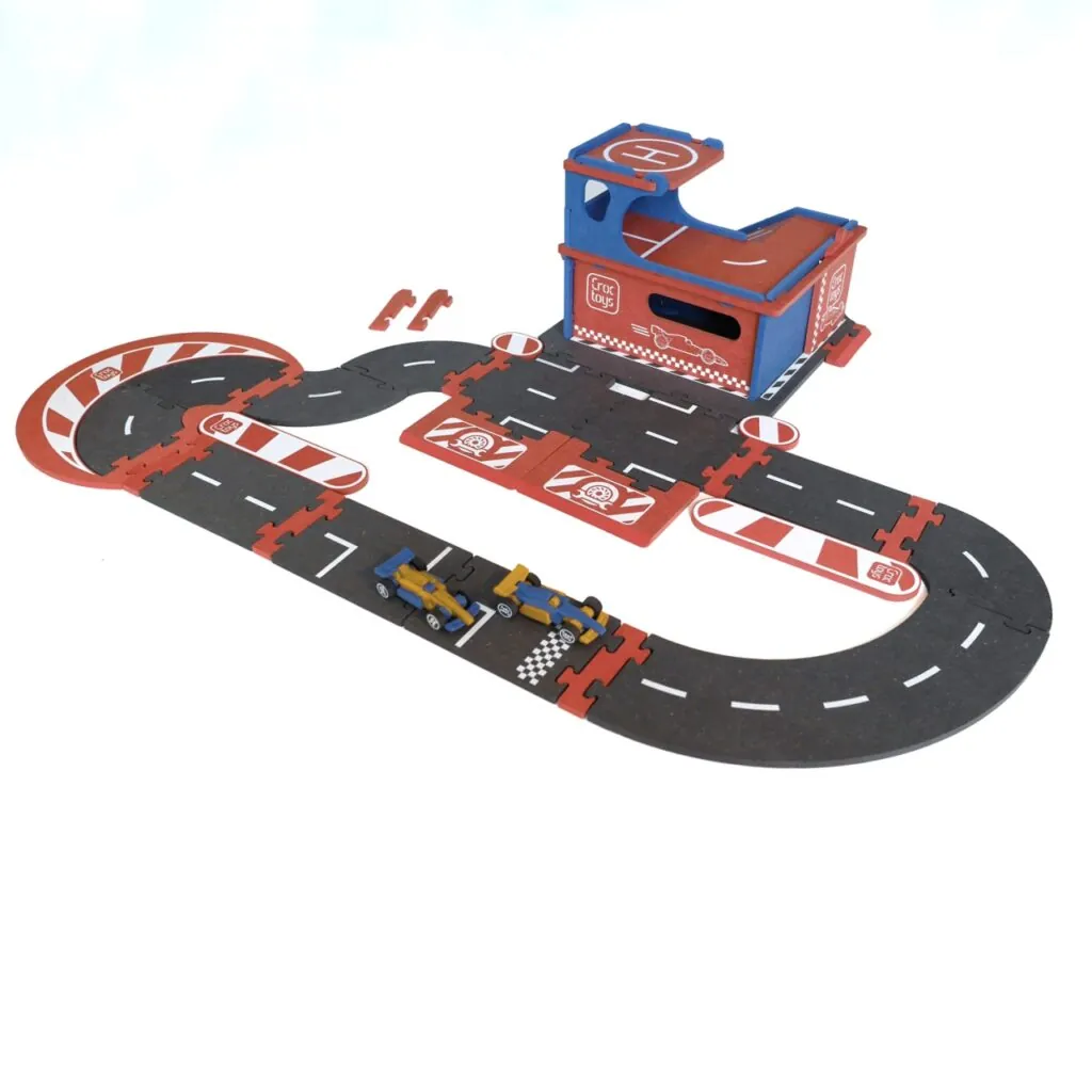 Set de constructie Garaj modular cu pista si 2 masini de curse