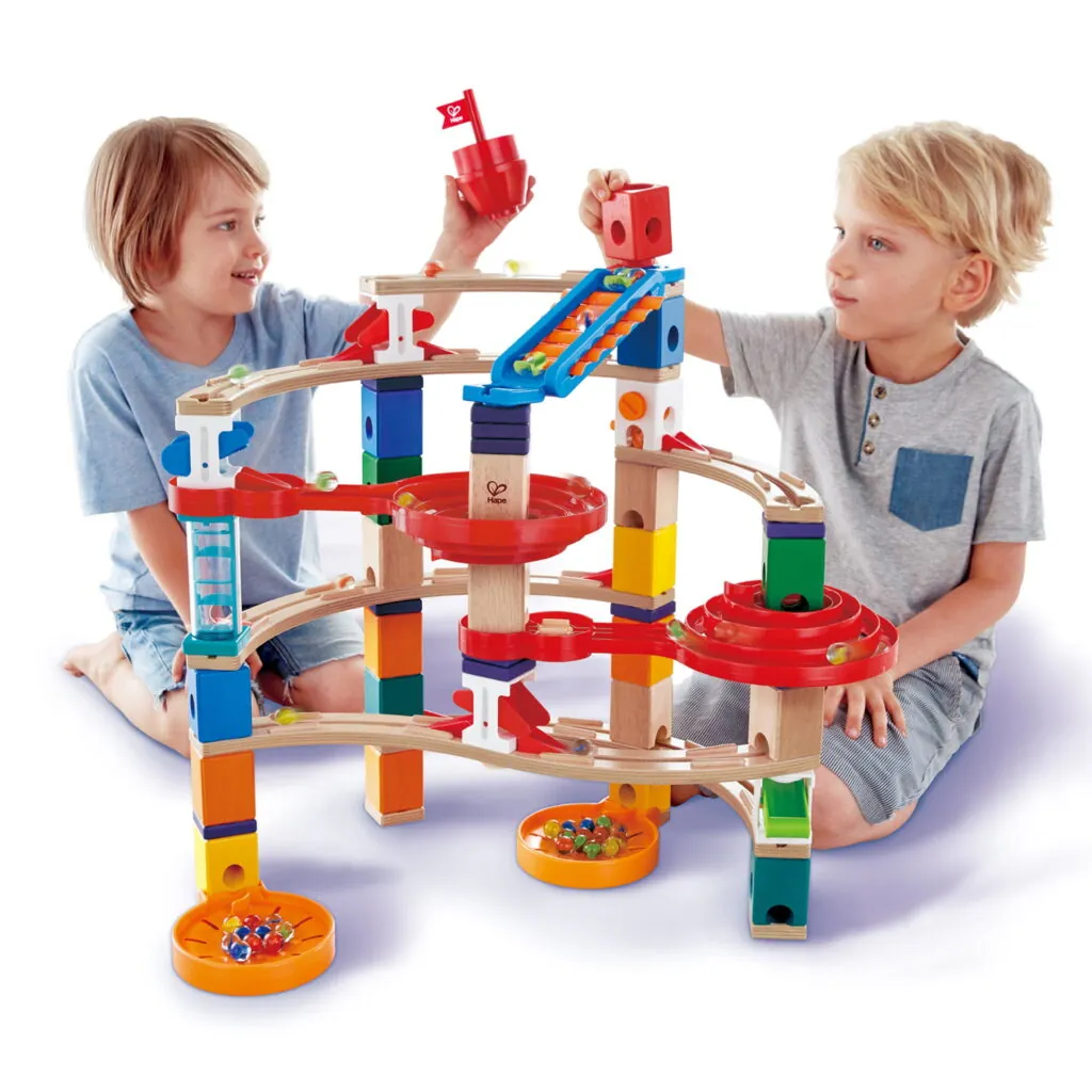 Jucarie copii Quadrilla - circuit cu bile - Super spirala (129 piese) - Seturi de constructie Hape 3