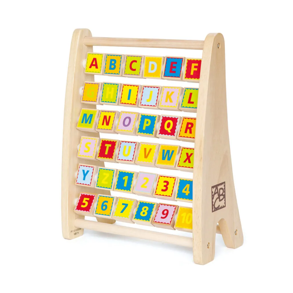 Jucarie din lemn - Abac alfabet - Jocuri cu litere si cifre Hape