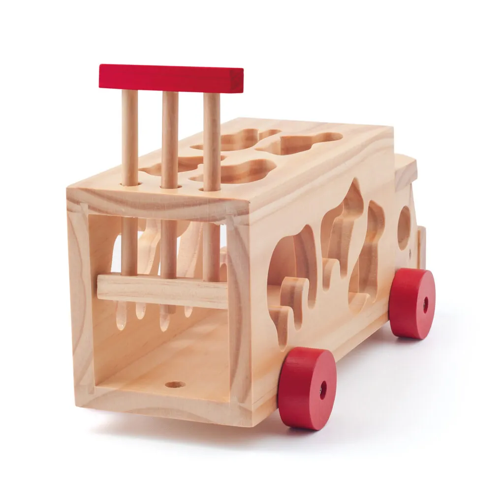 Jucarie din lemn - Camion de sortare cu forme - Jucarii de impins si tras Woodyland 2