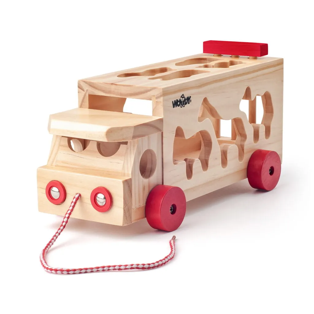 Jucarie din lemn - Camion de sortare cu forme - Jucarii de impins si tras Woodyland 4