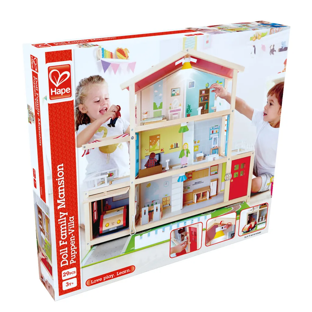 Jucarie din lemn - Casa de papusi mobilata tip vila (29 piese) - Jucarii de rol Hape 7