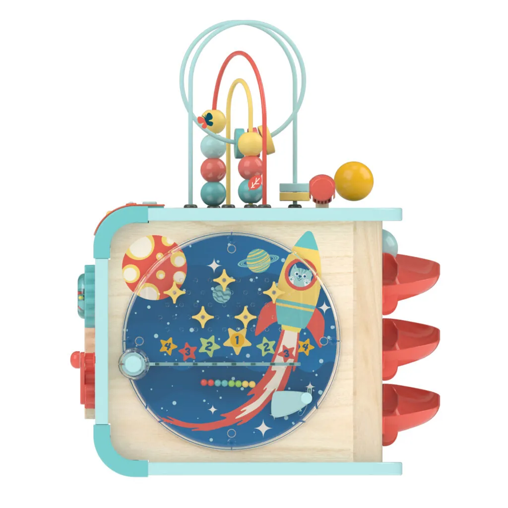 Jucarie din lemn -  Centru de activitati Invata si descopera cu cubul magic - Jucarii de indemanare Hape 6