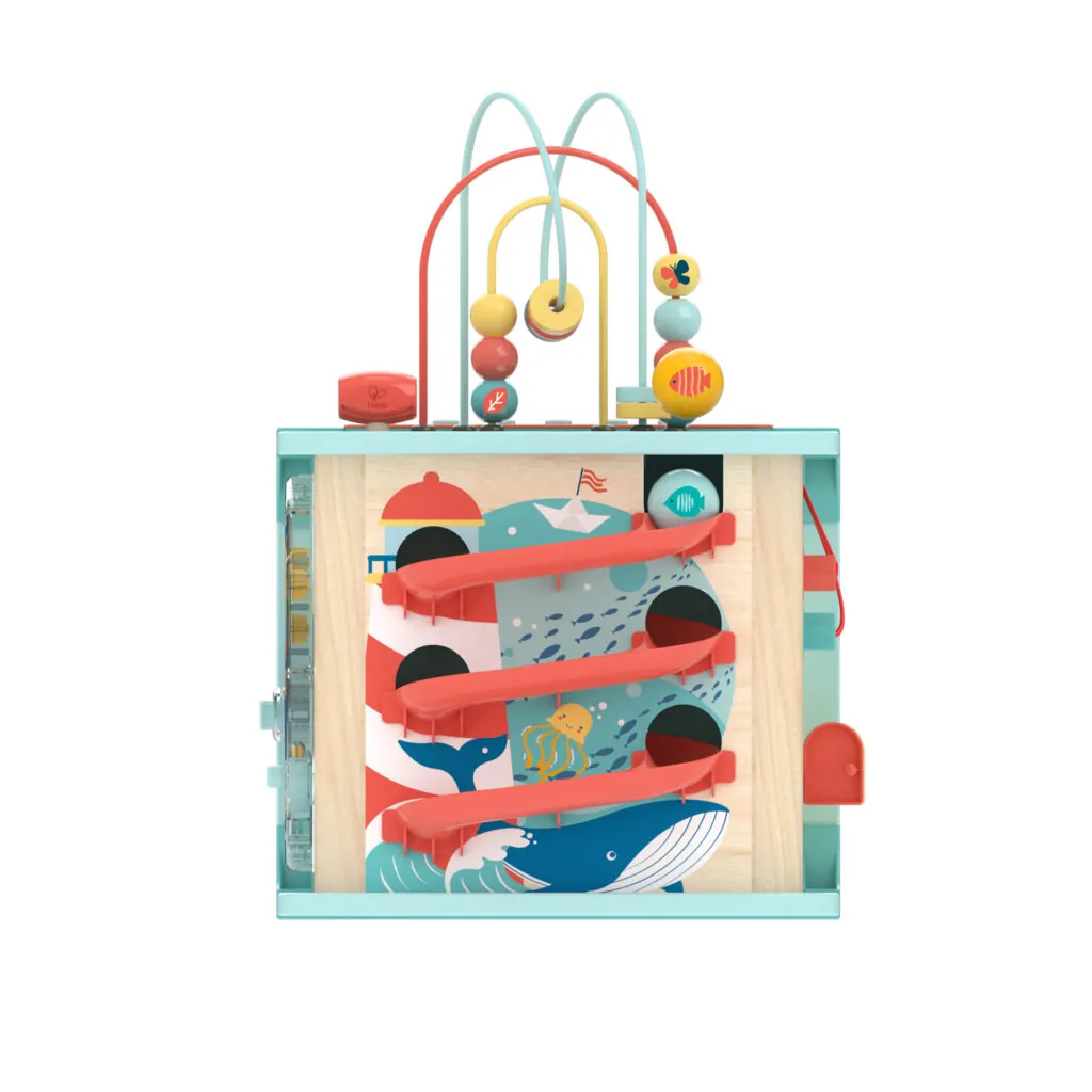 Jucarie din lemn -  Centru de activitati Invata si descopera cu cubul magic - Jucarii de indemanare Hape 7