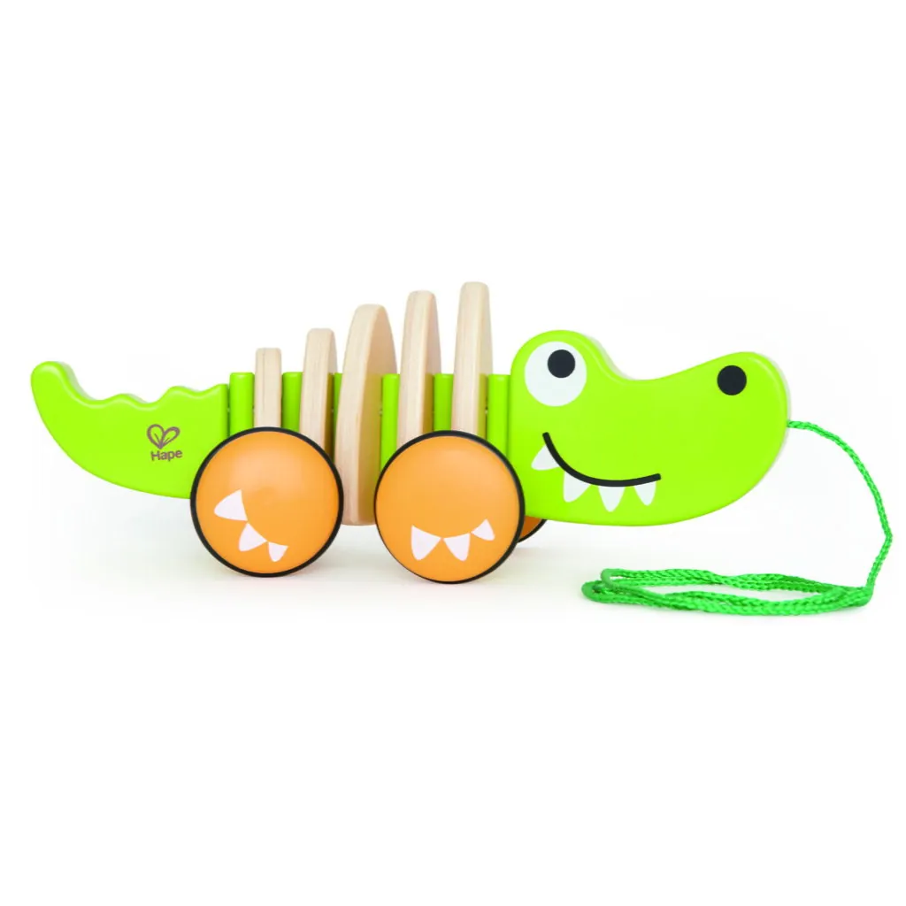 Jucarie din lemn - Crocodil de tras - Jucarii de impins si tras Hape