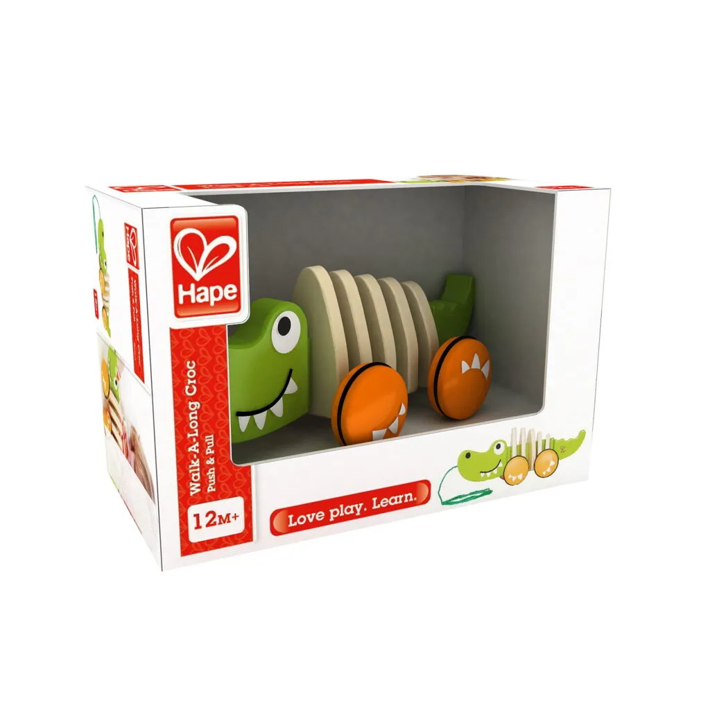 Jucarie din lemn - Crocodil de tras - Jucarii de impins si tras Hape 4