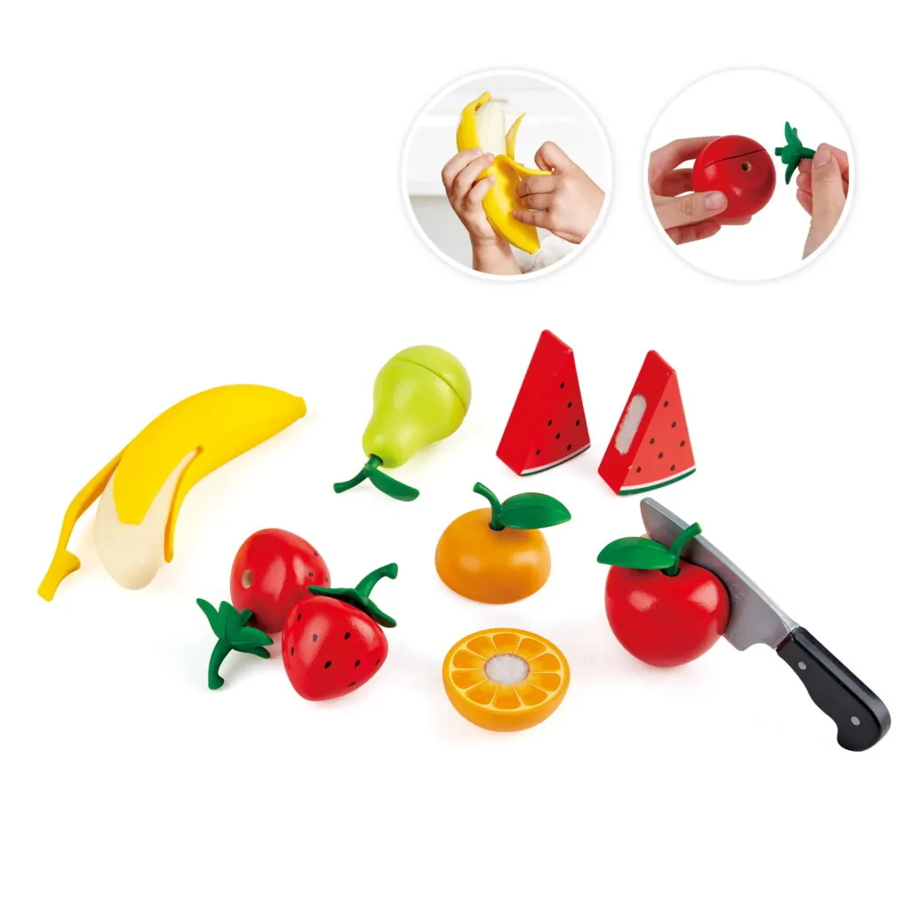 Jucarie din lemn - Fructe sanatoase de taiat (9 piese) - Jucarii accesorii bucatarie Hape