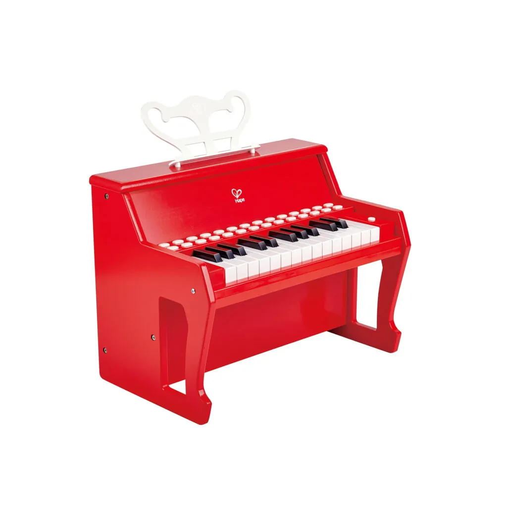 Jucarie din lemn - Pian rosu - invat sa cant cu lumini - Instrumente muzicale Hape