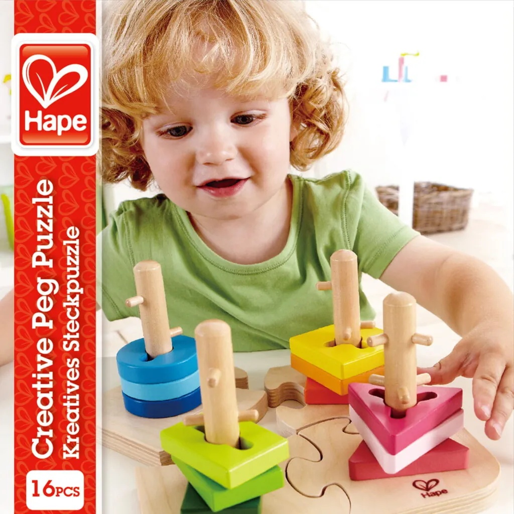 Jucarie din lemn - Puzzle creativ cu forme - Jucarii de indemanare Hape 3