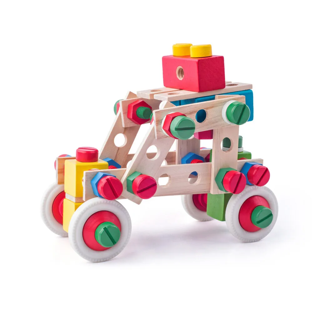 Jucarie din lemn - Set de constructie la galeata (144 piese) - Seturi de constructie Woodyland 3