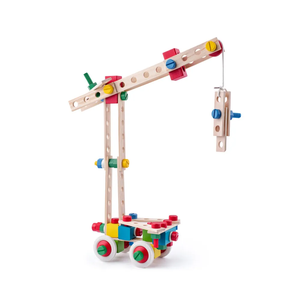 Jucarie din lemn - Set de constructie la galeata (144 piese) - Seturi de constructie Woodyland 4