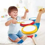 Jucarie din lemn - Set de tobe - Instrumente muzicale Hape 2