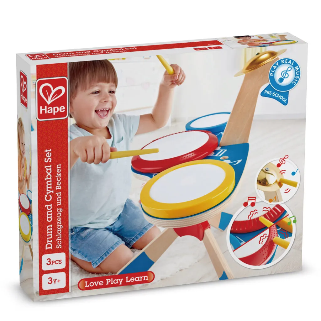 Jucarie din lemn - Set de tobe - Instrumente muzicale Hape 4