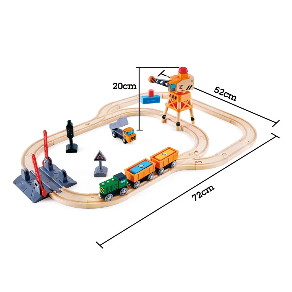 Jucarie din lemn - Set tren de marfa cu macara (34 piese) - Jucarii trenuri si accesorii Hape 6