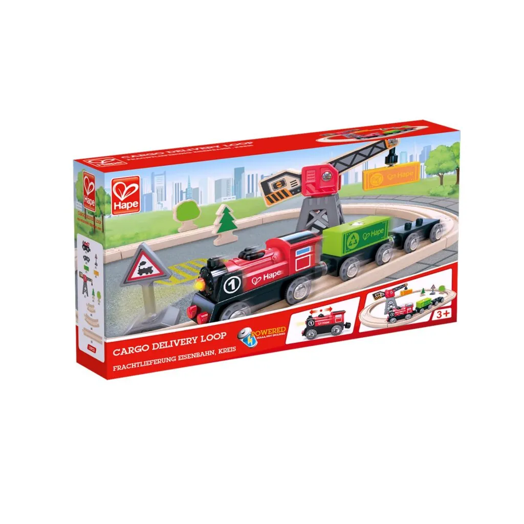 Jucarie din lemn - Set tren livrare marfa (19 piese) - Jucarii trenuri si accesorii Hape 2