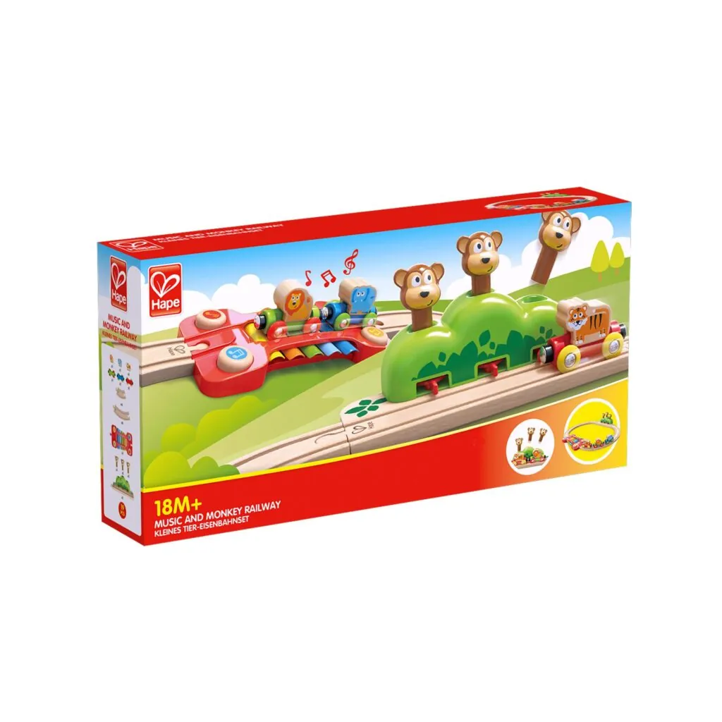 Jucarie din lemn - Sina de tren muzicala Jungla (19 piese) - Jucarii trenuri si accesorii Hape 2