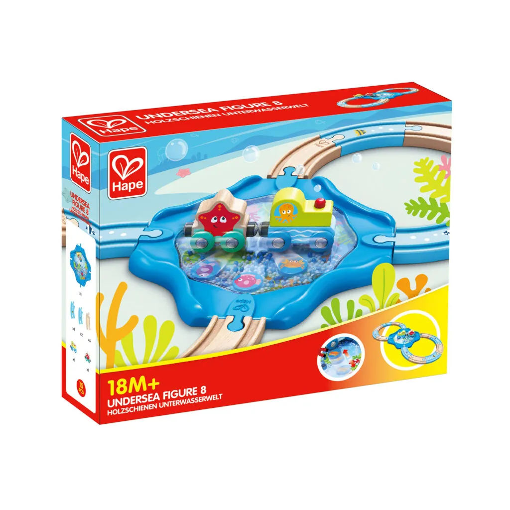 Jucarie din lemn - Tren de jucarie cu animale marine (15 piese) - Jucarii trenuri si accesorii Hape 4