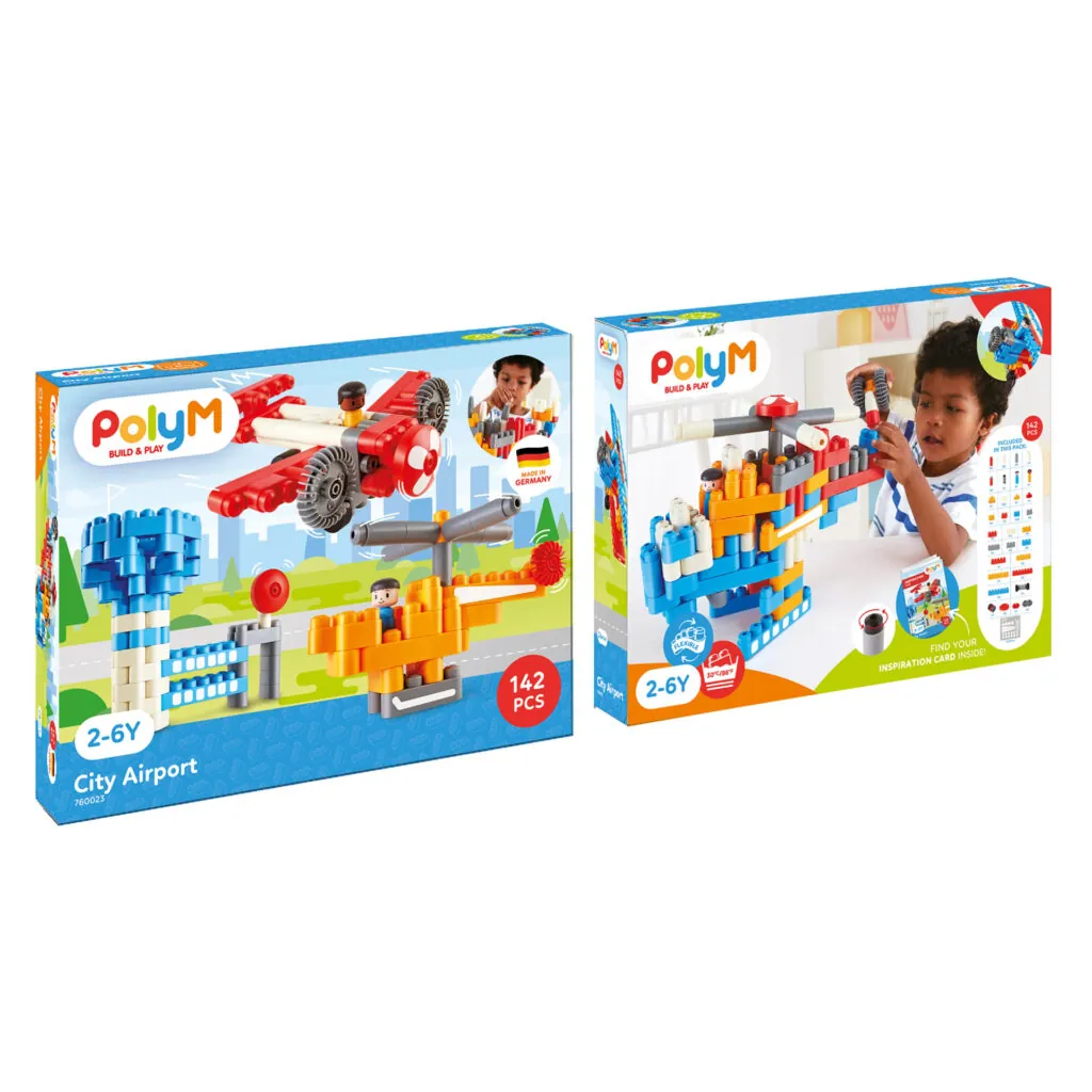 PolyM - Aeroport de jucarie pentru copii (142 piese) - Seturi de constructie Hape