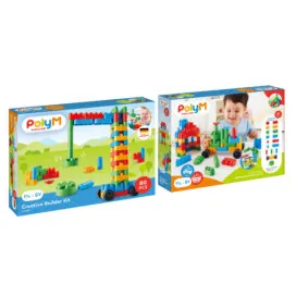 PolyM - Kit de constructor creativ pentru copii (80 piese) - Seturi de constructie Hape