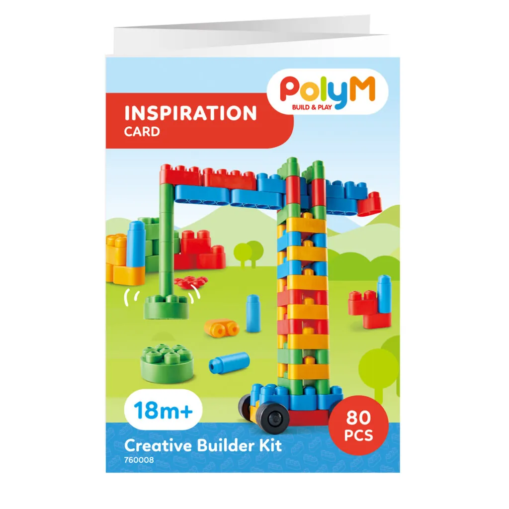 PolyM - Kit de constructor creativ pentru copii (80 piese) - Seturi de constructie Hape 6