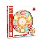 Puzzle din lemn cu ceas de jucarie pentru copii - Jocuri cu litere si cifre Hape 3