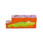 Puzzle din lemn cuburi - Animale din Jungla 3 x 3 - Puzzle Hape 2