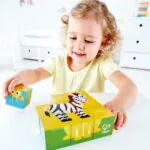 Puzzle din lemn cuburi - Animale din Jungla 3 x 3 - Puzzle Hape 4