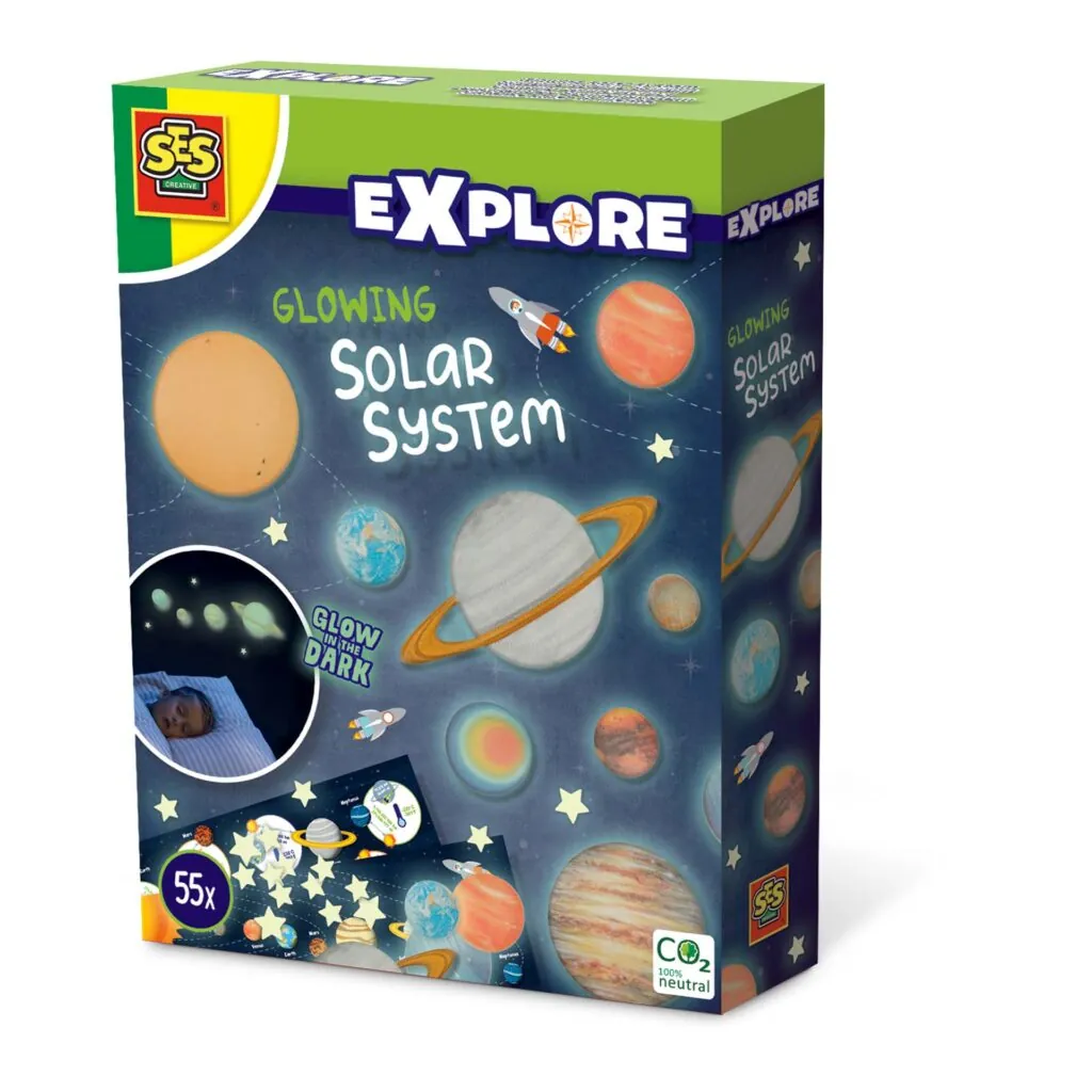 Set autocolante fosforescente cu sistemul solar pentru copii - Halloween Ses Creative