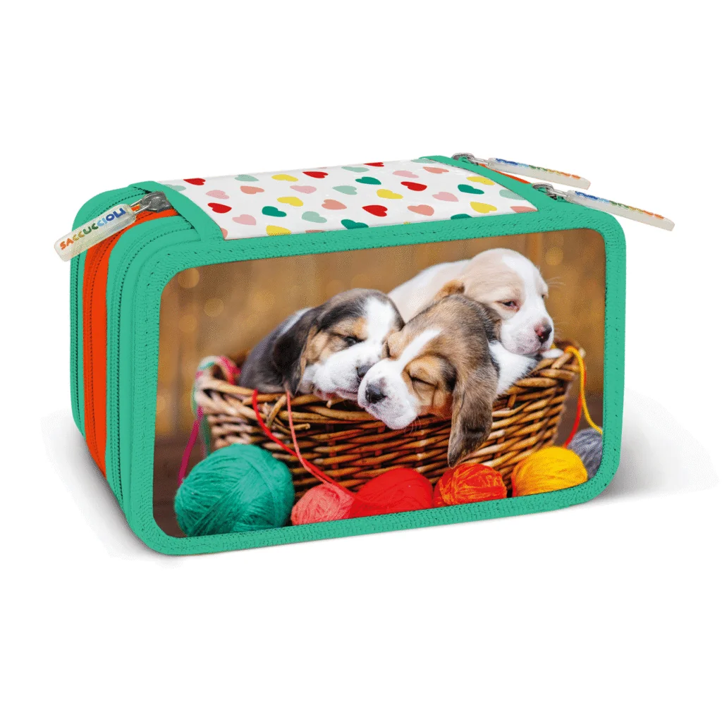 Penar echipat - Animale cu 3 fermoare (18 markere si 18 creioane colorate) - 13 x 20 x 6.5 cm (12 buc/display) - Branduri Lebez 2