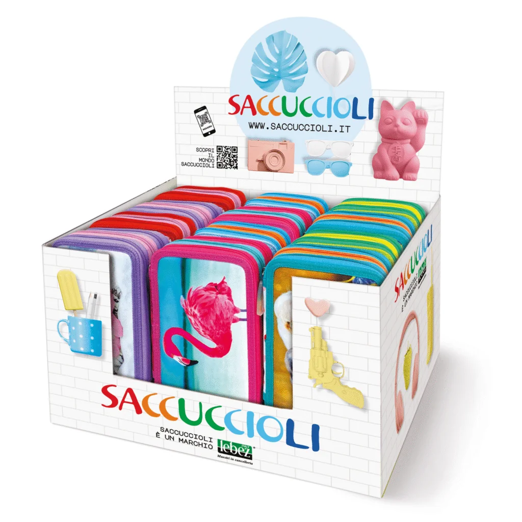 Penar echipat - Animale cu 3 fermoare (18 markere si 18 creioane colorate) - 13 x 20 x 6.5 cm (12 buc/display) - Branduri Lebez