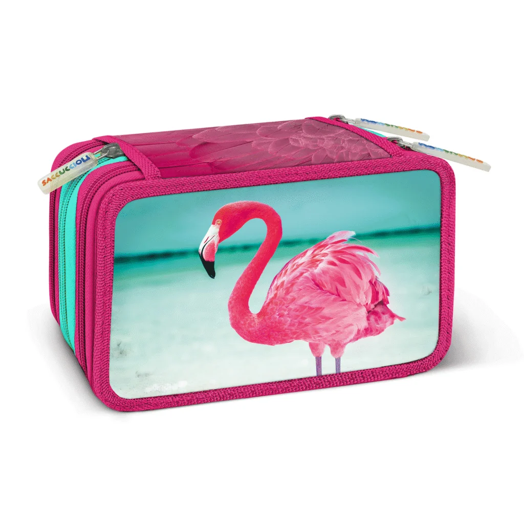 Penar echipat - Animale cu 3 fermoare (18 markere si 18 creioane colorate) - 13 x 20 x 6.5 cm (12 buc/display) - Branduri Lebez 4