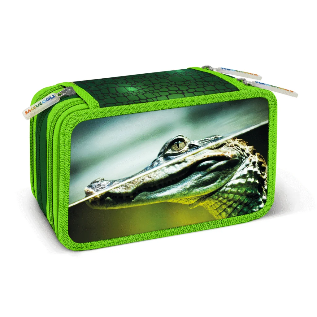 Penar echipat - Animale cu 3 fermoare (18 markere si 18 creioane colorate) - 13 x 20 x 6.5 cm (12 buc/display) - Branduri Lebez 7