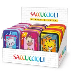 Penar echipat - Colectia Puppies cu 3 fermoare (18 markere si 18 creioane colorate) - 13 x 20 x 6.5 cm (12buc/display) - Branduri Lebez