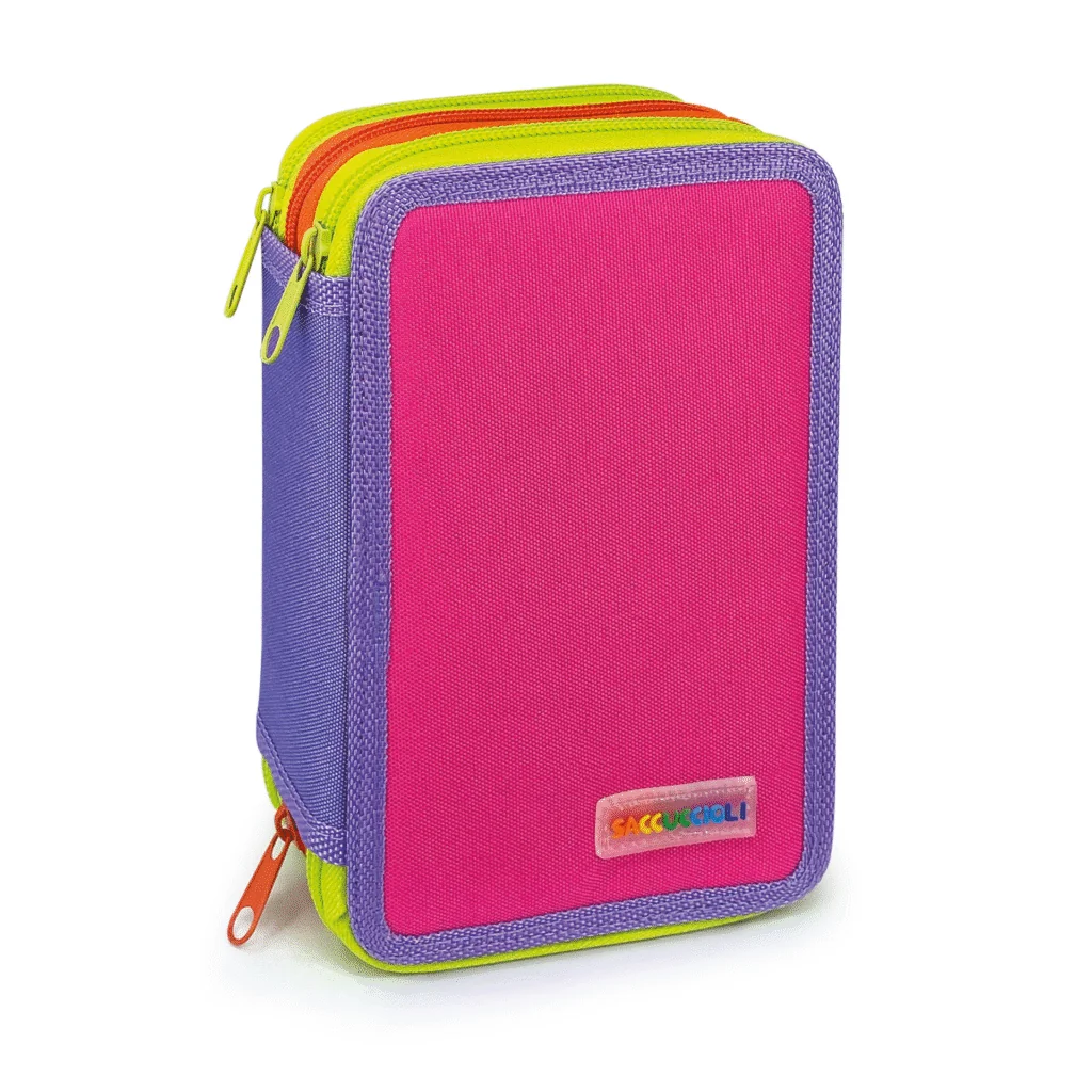 Penar echipat - Color Block Basic cu 3 fermoare (18 markere si 18 creioane colorate) - 13 x 20 x 6.5 cm (12buc/display) - Branduri Lebez 3