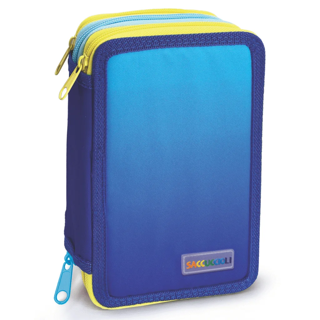 Penar echipat - Color Block cu 3 fermoare (18 markere si 12 creioane colorate) - 13 x 20 x 6.5 cm (12 buc/display) - Branduri Lebez 3